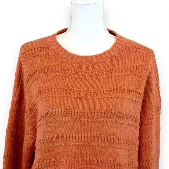 Cupcakes and Cashmere Orange Crew Neck Knitted Long Sleeve Sweater Size Medium - Picture 3 of 8